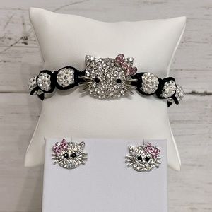 NEW Hello Kitty Shambala Crystal Bracelet & Earring Set